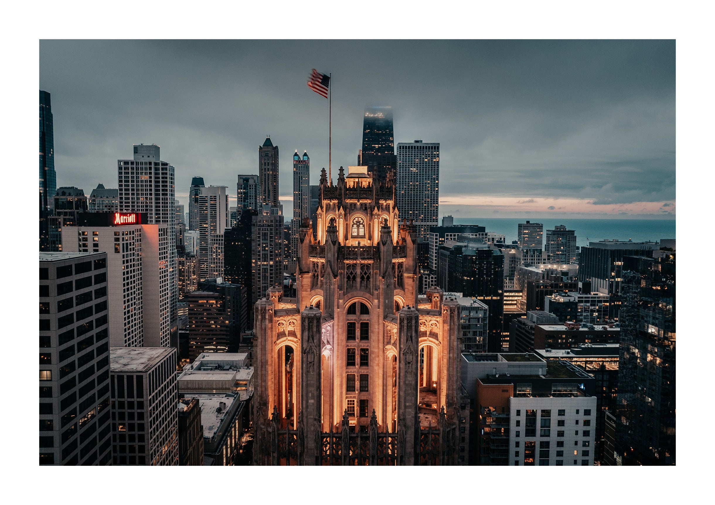 Tribune Tower Sunset